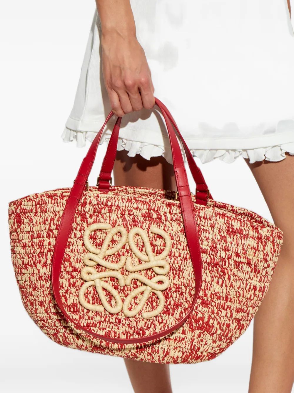 Loewe Eclipse Anagram Raffia Tote Bag In Multi