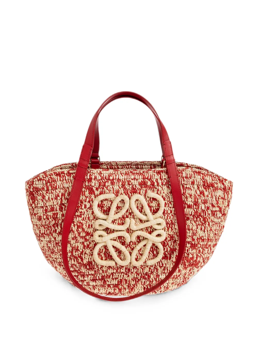 LOEWE Eclipse Anagram raffia tote bag - Rosso