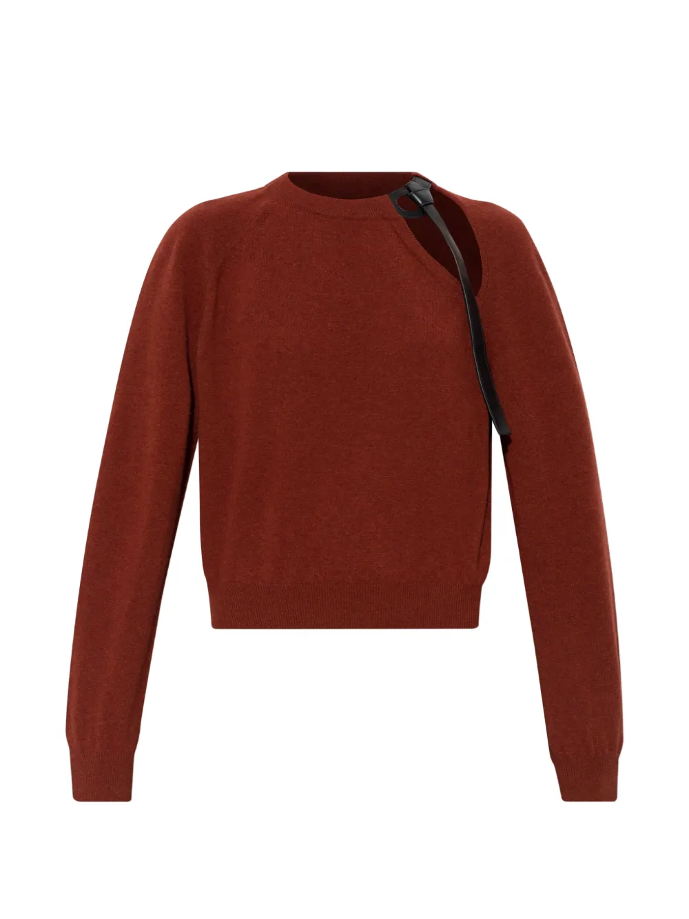 Ferragamo leather-appliqué cut-out sweater - Brown