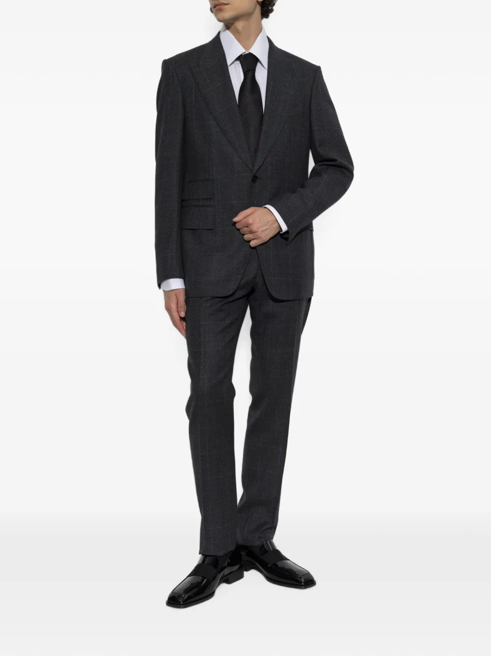 Tom Ford Check-pattern Wool Suit In Gray