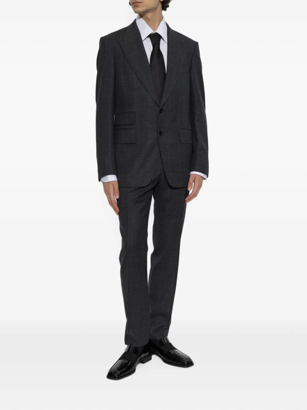 Tom Ford Check-pattern Wool Suit In Gray