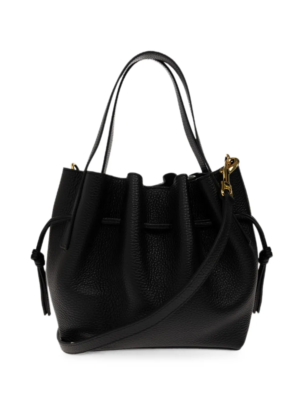 Yuzefi Mini Scallop pebble-grain bucket bag - Nero