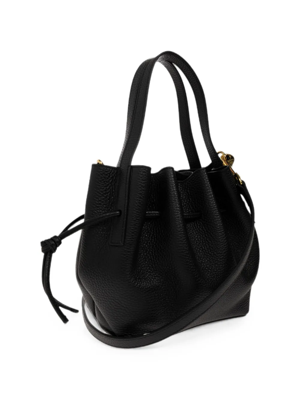Yuzefi Scallop mini-bucket-tas met korreltextuur Zwart