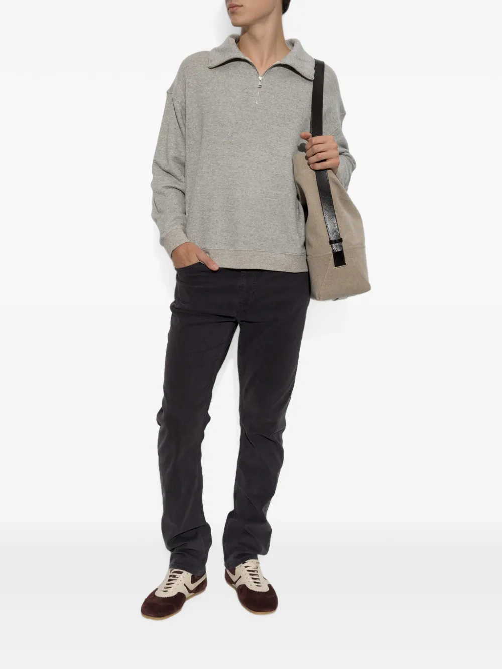 FRAME Sweater met korte rits Grijs
