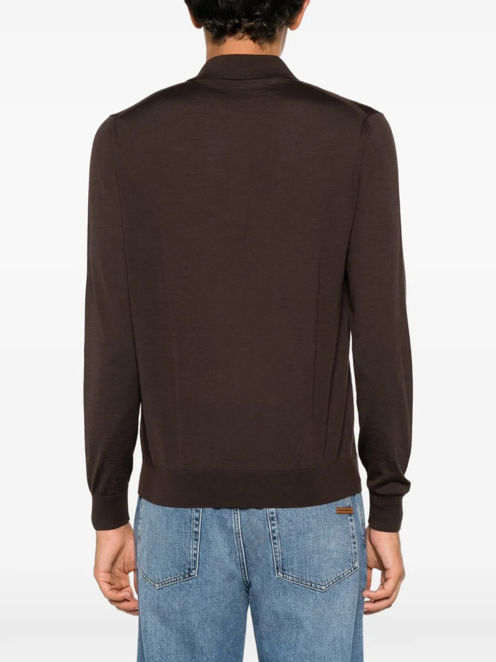 Prada Gebreid poloshirt met geborduurd logo Bruin