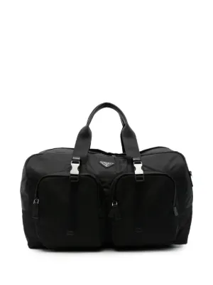 Prada Re-Nylon And Saffiano Leather Duffle Bag | Black | FARFETCH