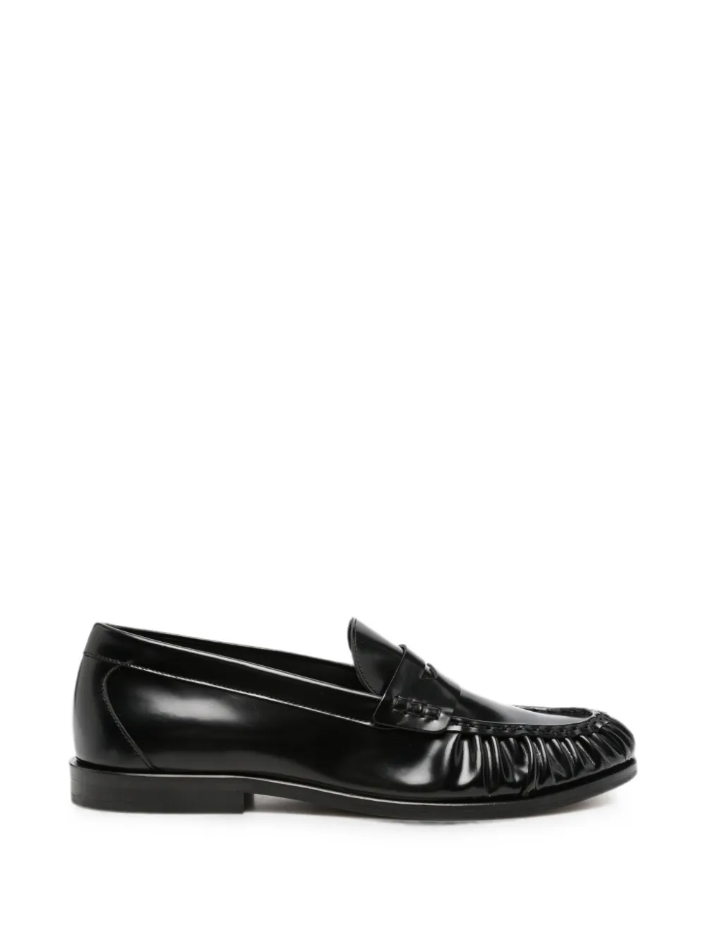 VINNY'S ruched-detail leather loafers - Schwarz