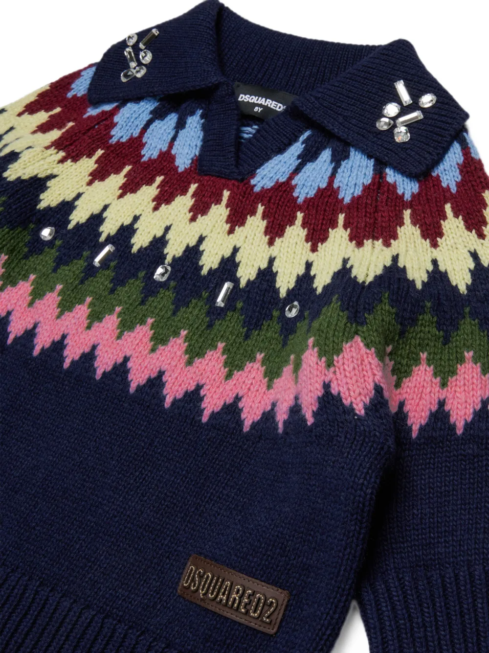 DSQUARED2 KIDS Gebreide trui verfraaid met jacquard Blauw