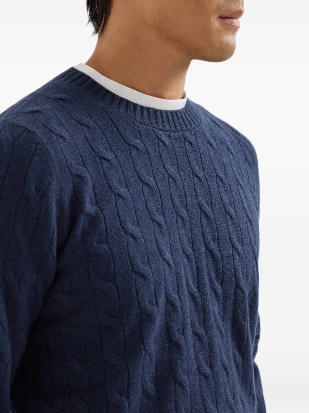 Brunello Cucinelli cable-knit cashmere sweater Blauw