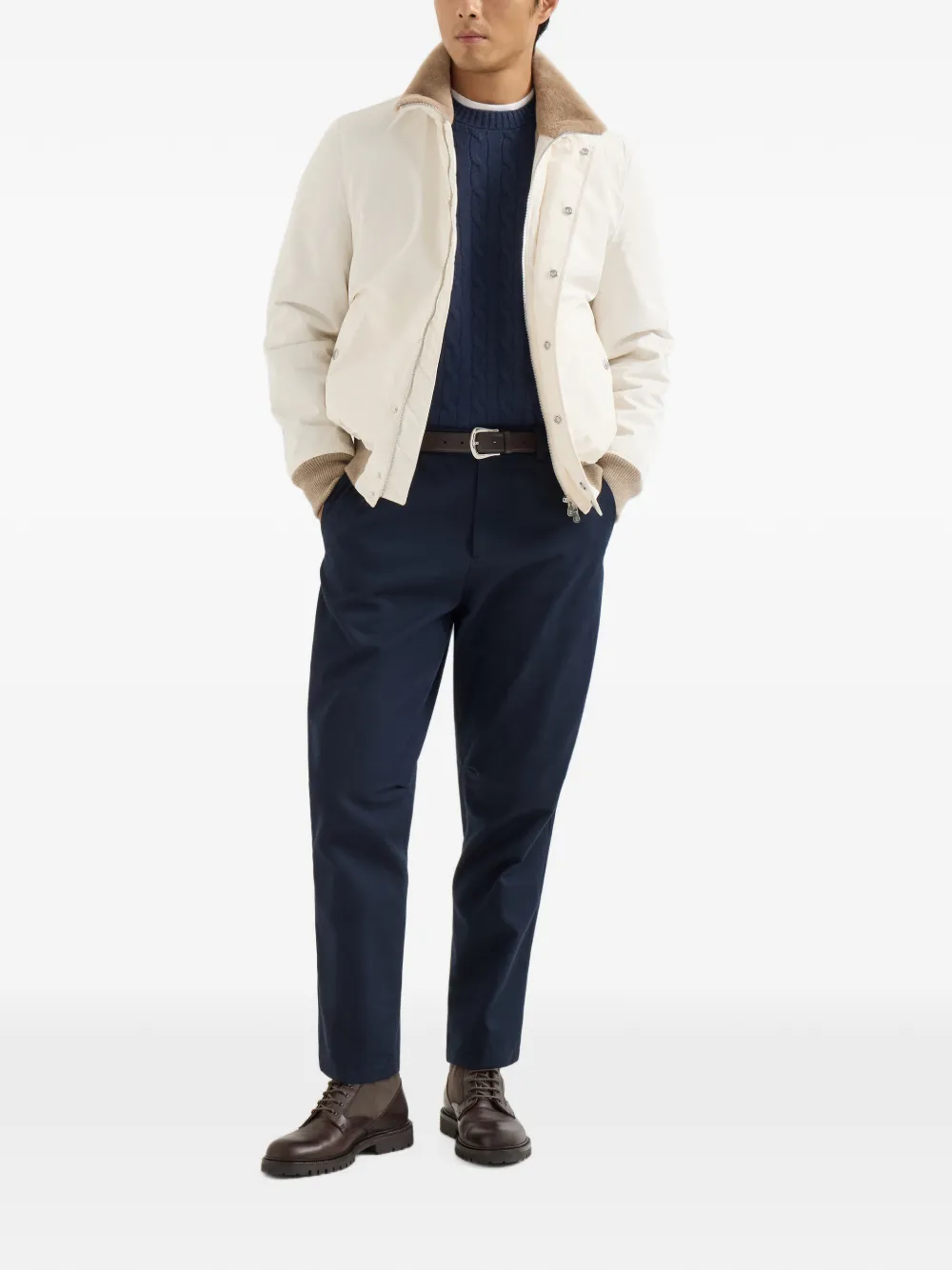Brunello Cucinelli cable-knit cashmere sweater Blauw