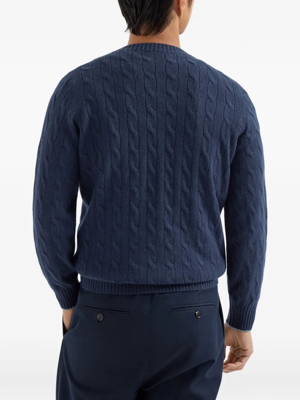 Brunello Cucinelli cable-knit cashmere sweater Blauw