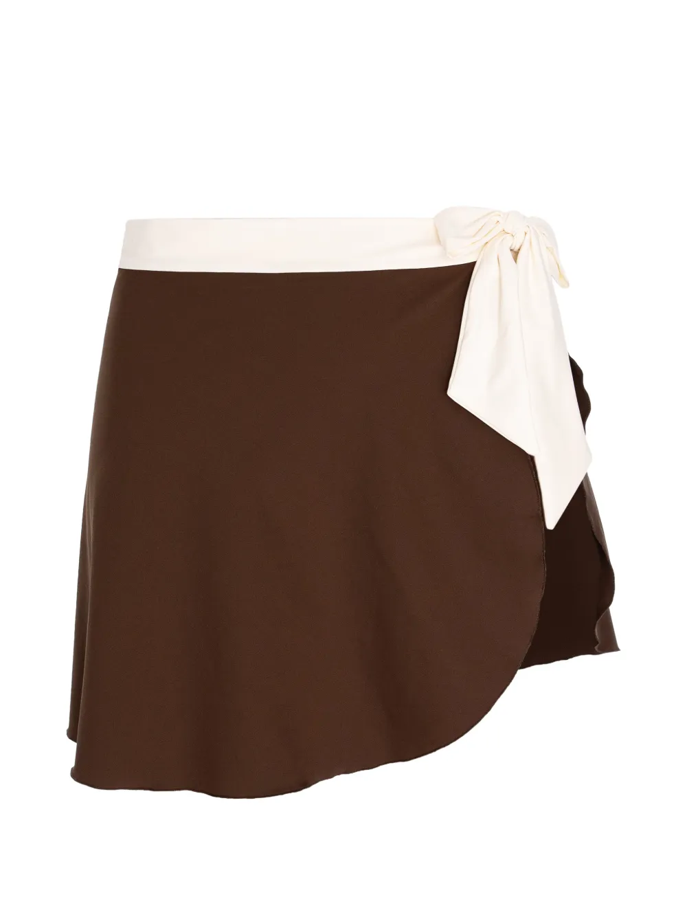 Noire Swimwear Aria Wrap-style Mini Skirt In Brown