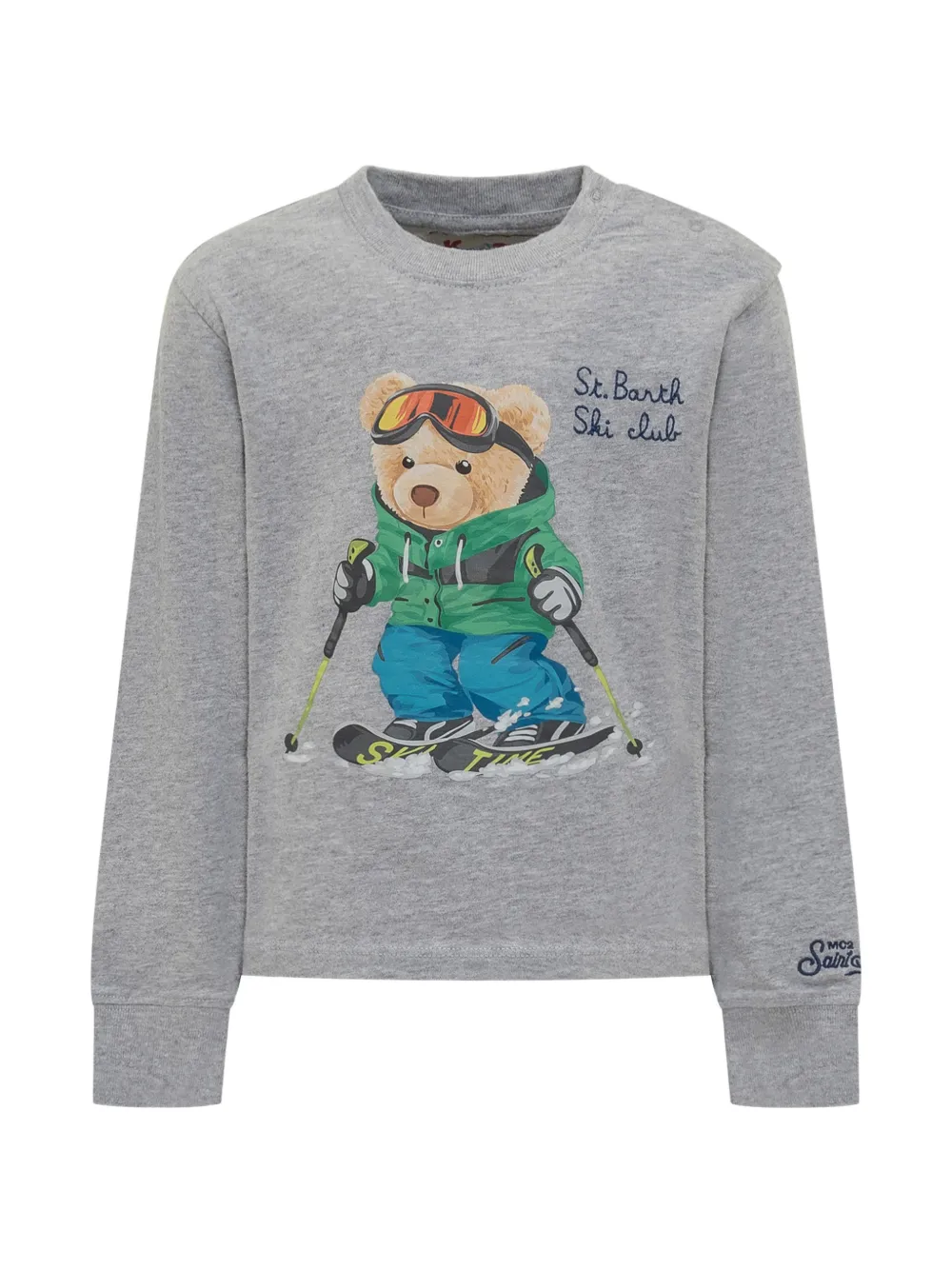 MC2 Saint Barth Kids T-shirt met lange mouwen en print van een skiënde beer Grijs