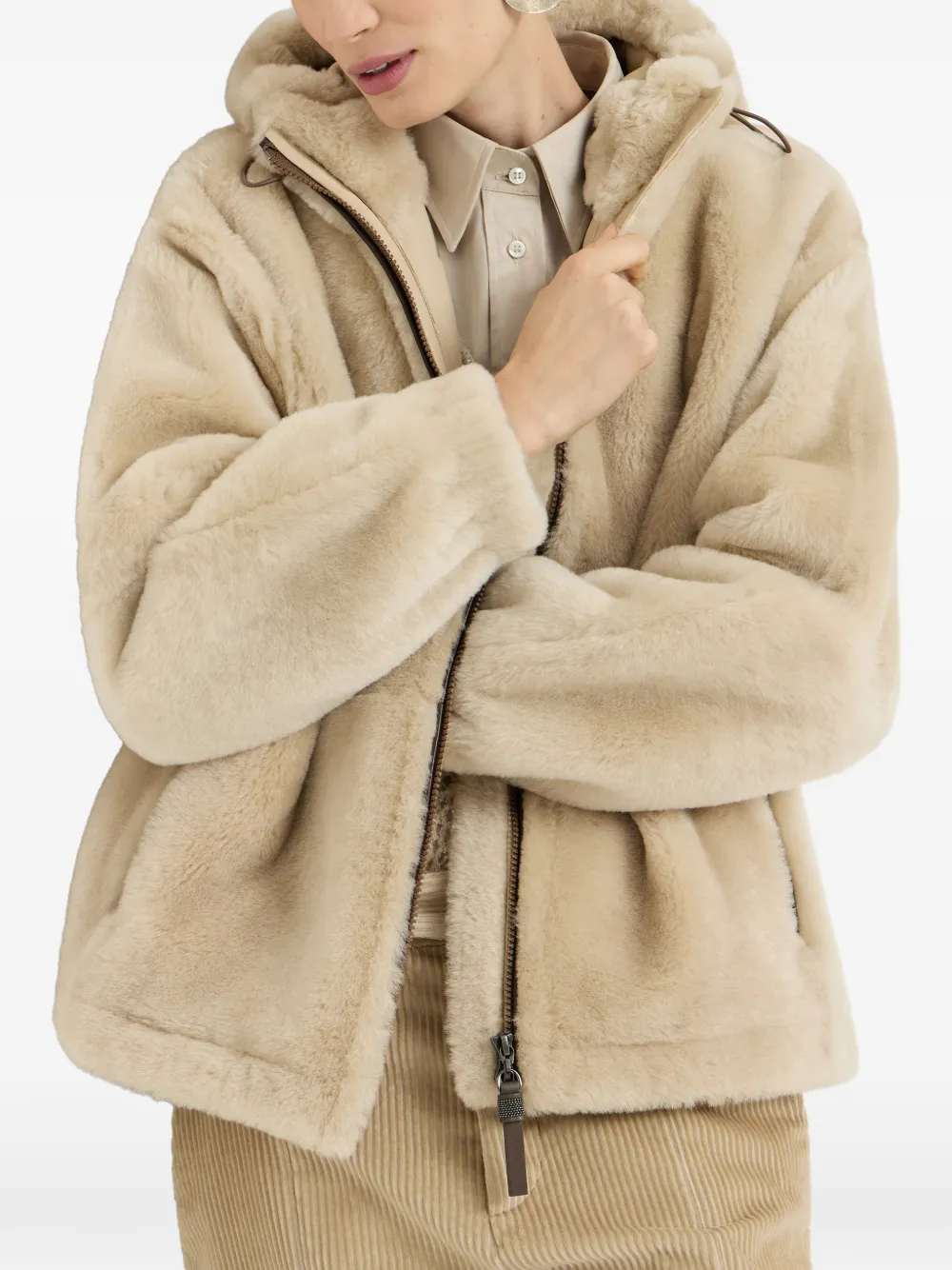 BRUNELLO CUCINELLI 셔링 후드 아우터 자켓