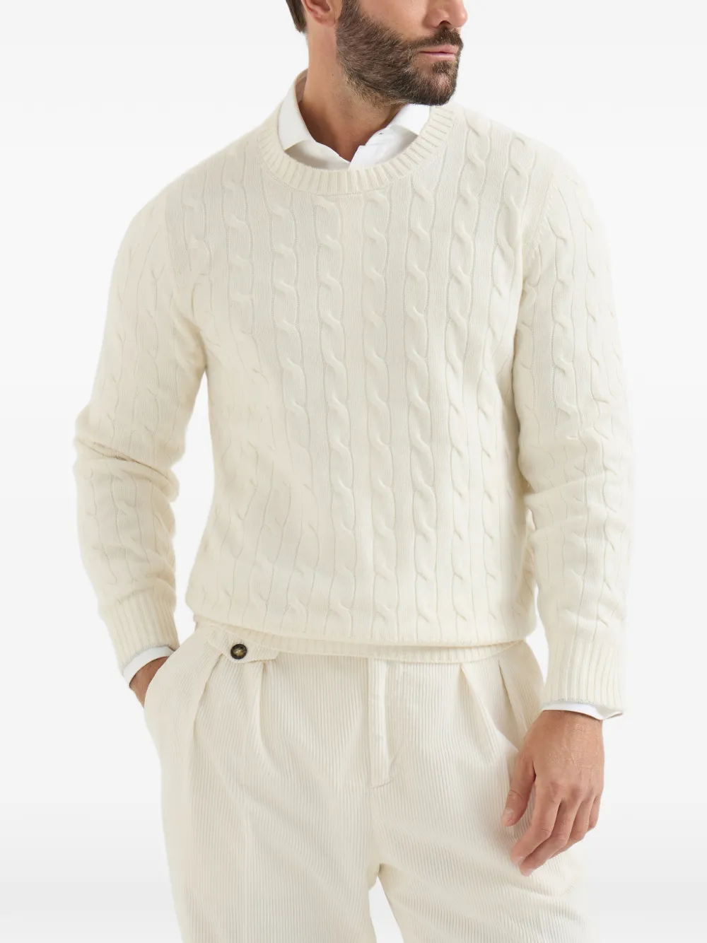 Brunello Cucinelli cable-knit cashmere sweater Wit