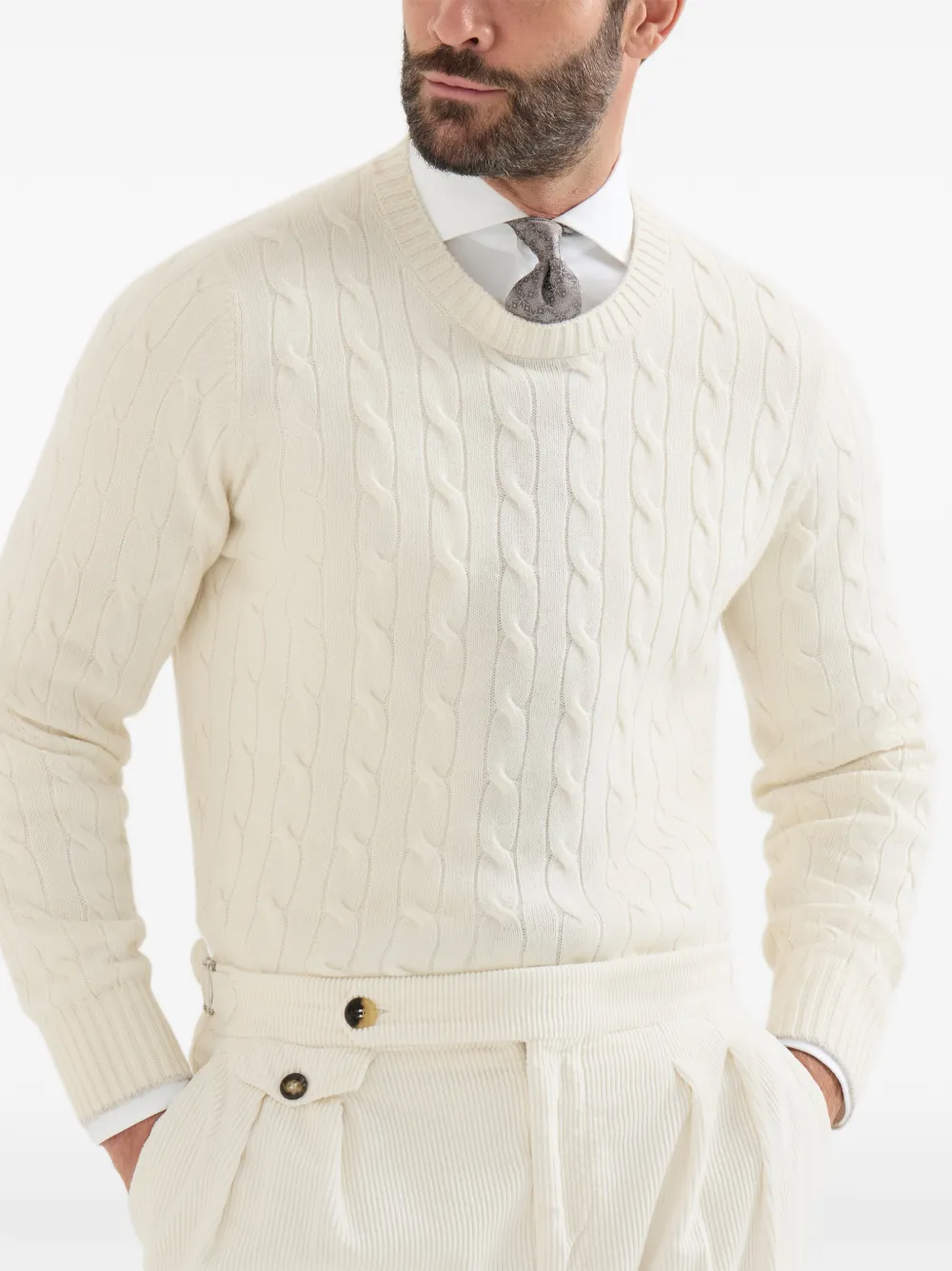 Brunello Cucinelli cable-knit cashmere sweater Wit