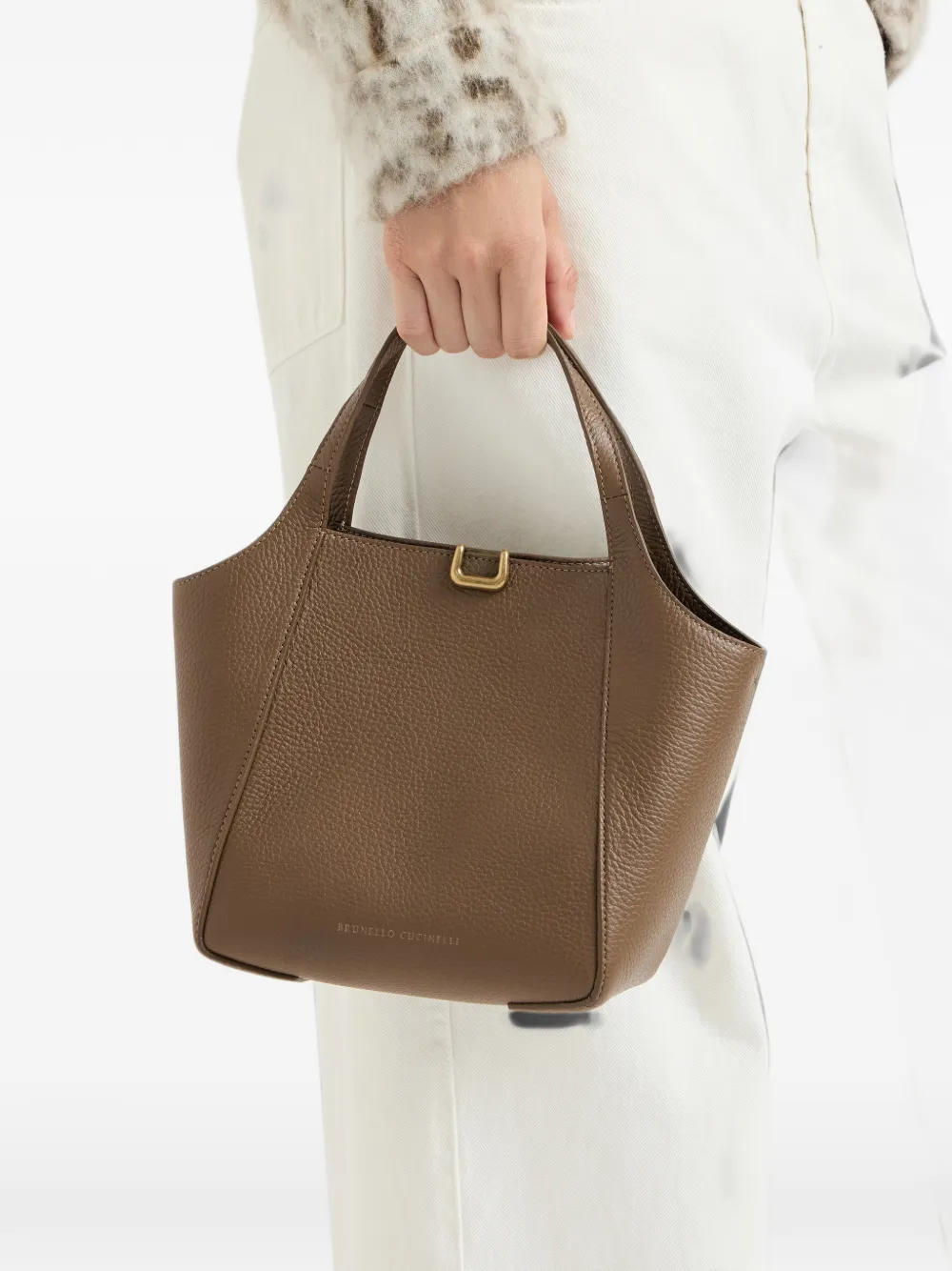 Brunello Cucinelli Kleine Sartorial bucket-tas van zacht bewerkt leer Bruin