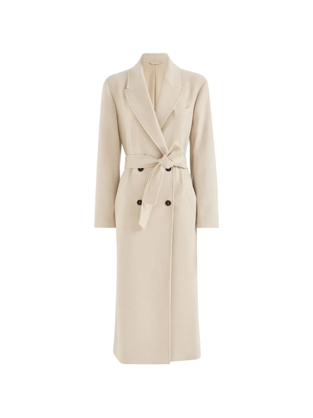 Brunello Cucinelli lightweight water-resistant cashmere belted coat with Monili - Toni neutri