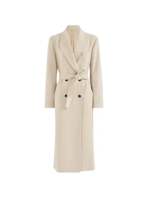 Brunello Cucinelli lightweight water-resistant cashmere belted coat with Monili
