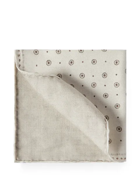 Brunello Cucinelli silk pocket square with geometric design