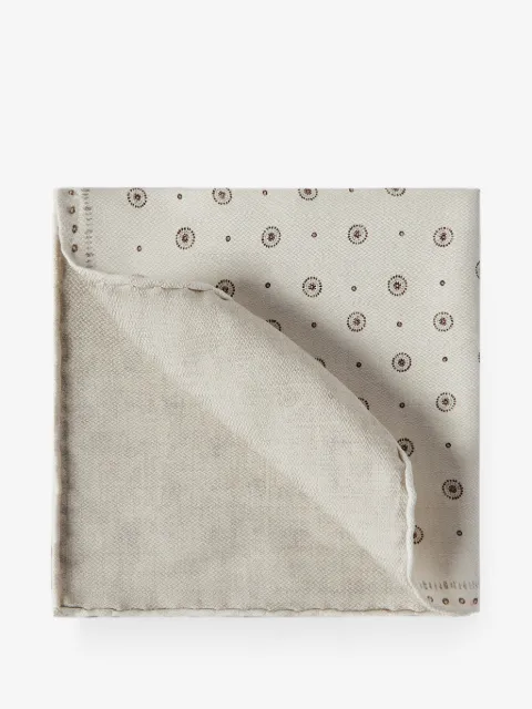 Brunello Cucinelli silk pocket square with geometric design