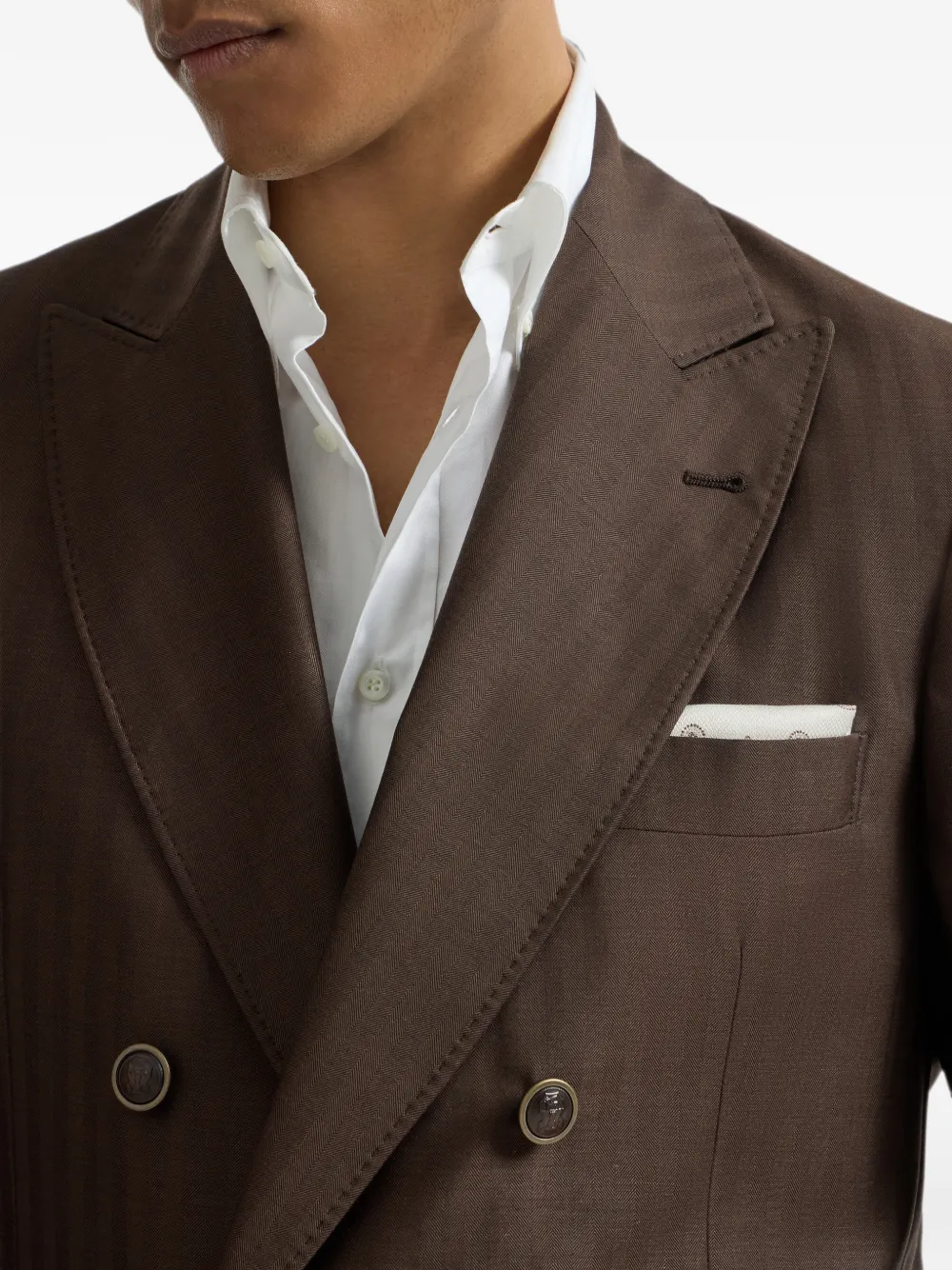 Brunello Cucinelli Zijden pochet met geometrisch patroon Beige
