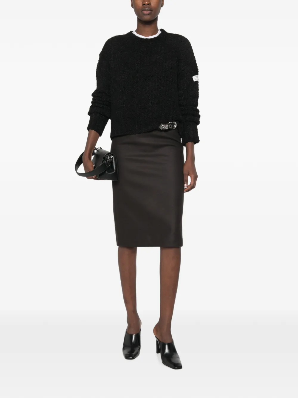MM6 Maison Margiela Asymmetrische midi-rok met split aan de achterkant Bruin