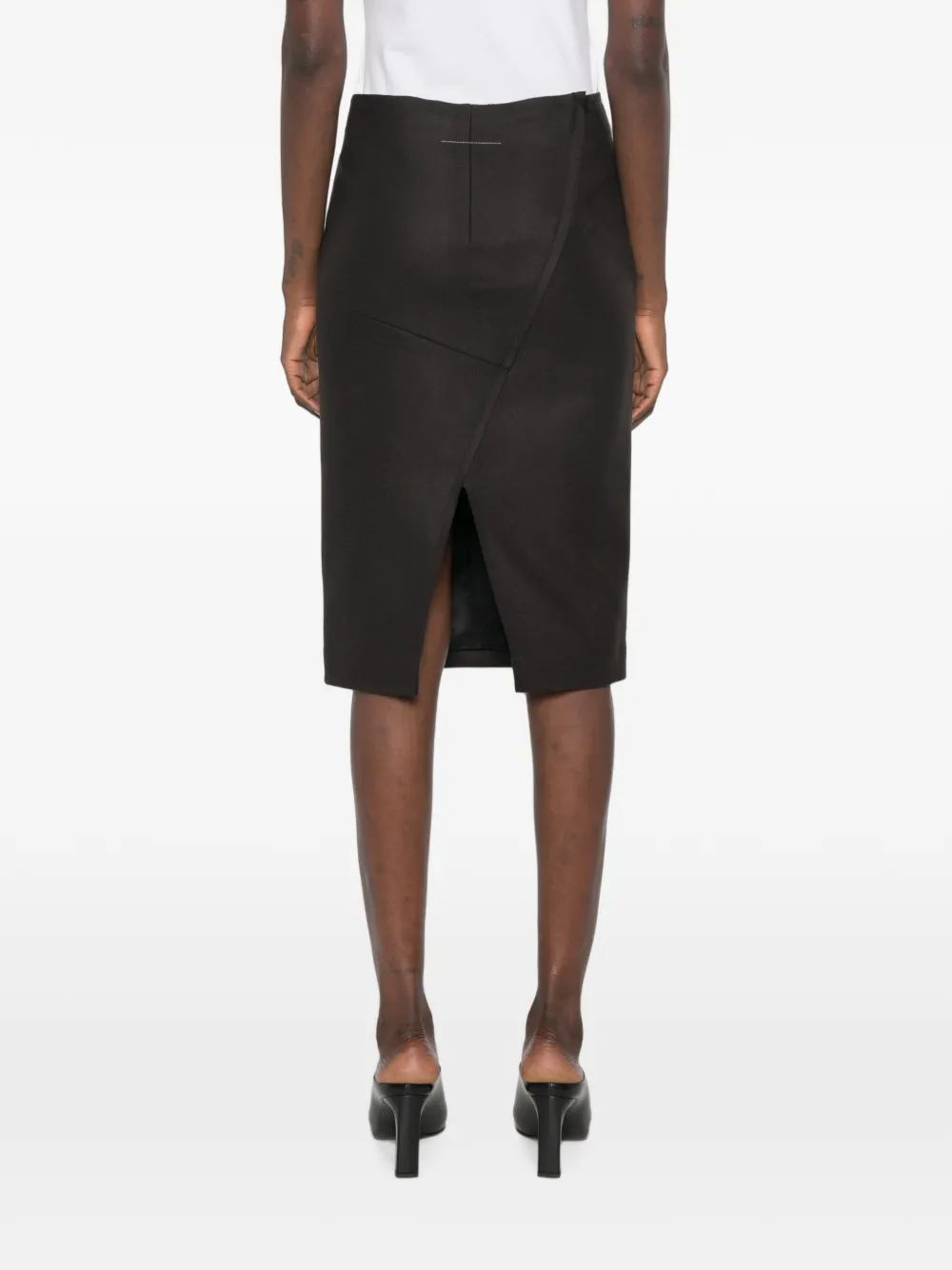 MM6 Maison Margiela Asymmetrische midi-rok met split aan de achterkant Bruin