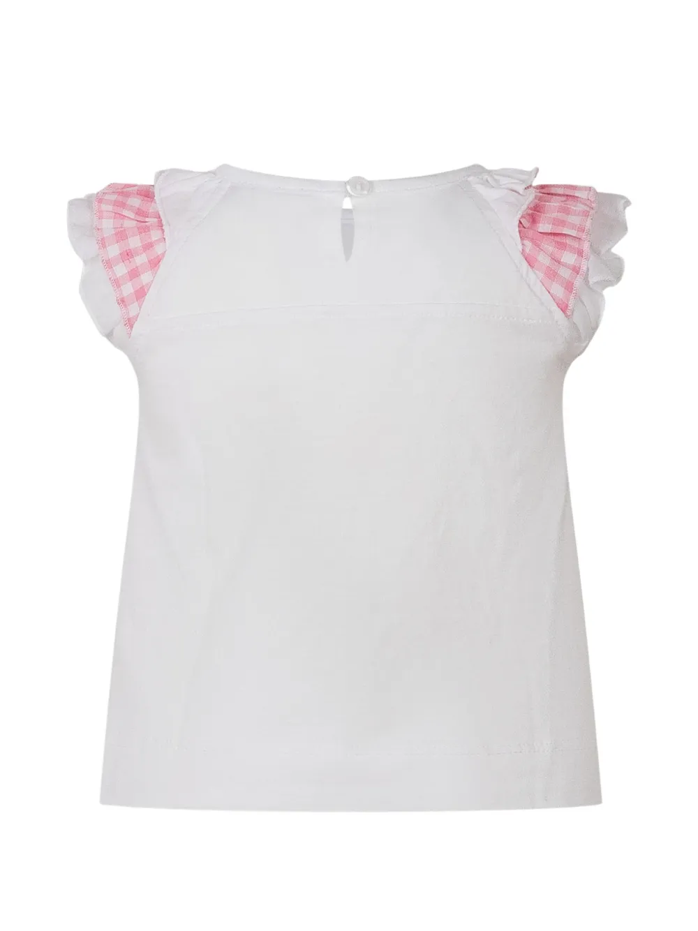 Monnalisa Daisy T-shirt met bloemenprint en ruches Wit