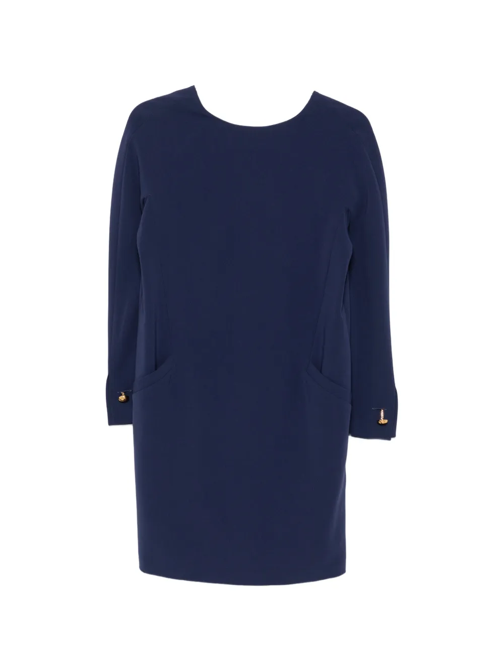Max Mara Button-cuff Mini Dress In Blue