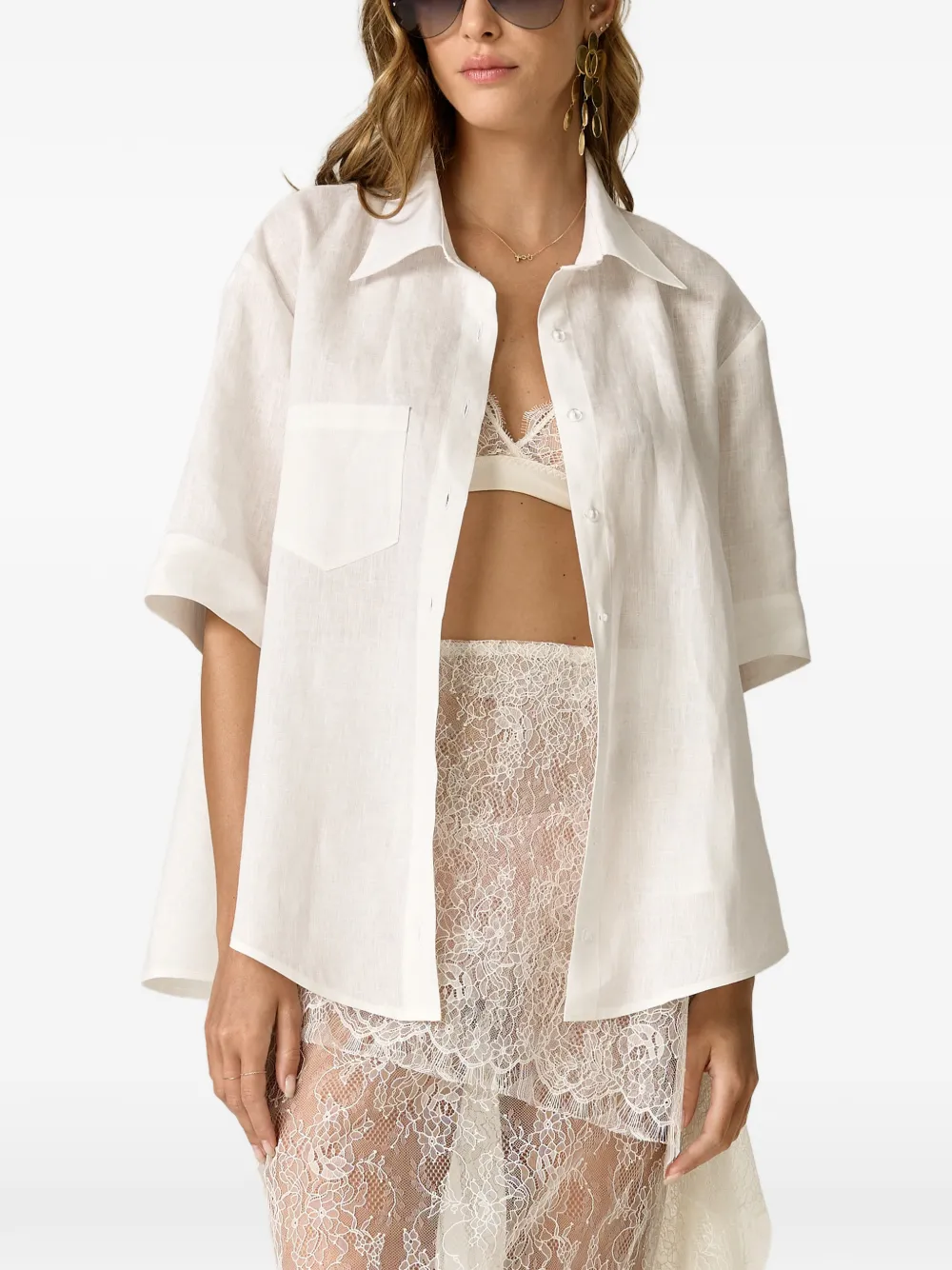 Pnk Short-sleeve Shirt In White
