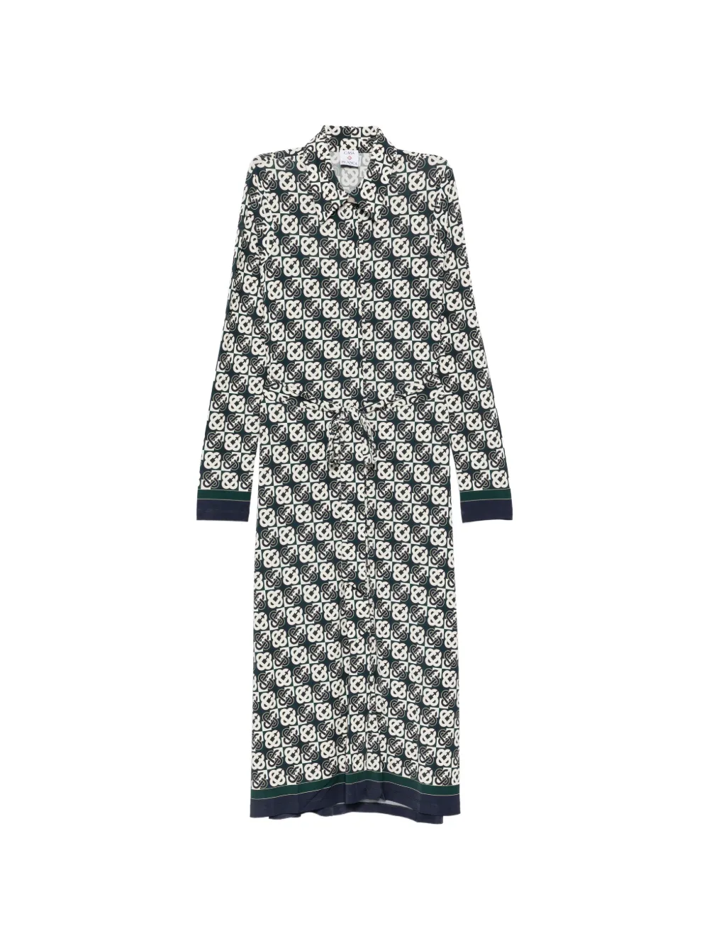 Casablanca monogram-print long-sleeve midi dress - Weiß