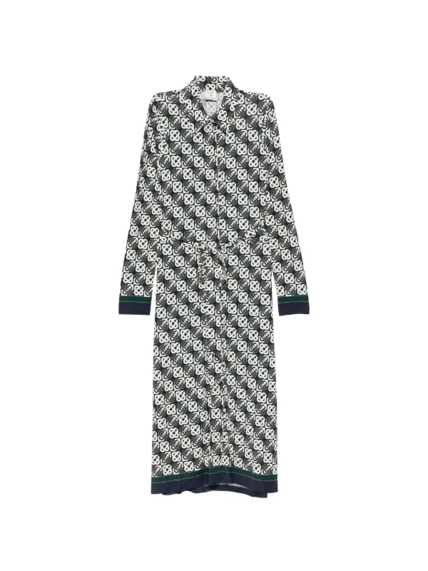 Casablanca Check Jersey Monogram Midi Dress in White