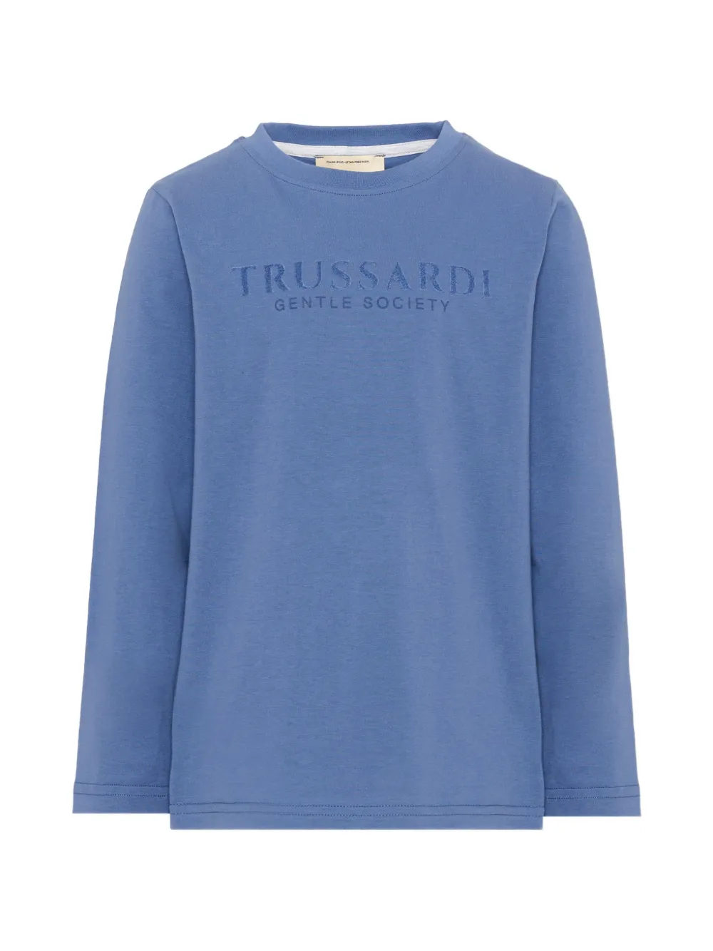 TRUSSARDI JUNIOR logo-embroidered long-sleeve T-shirt - Blu