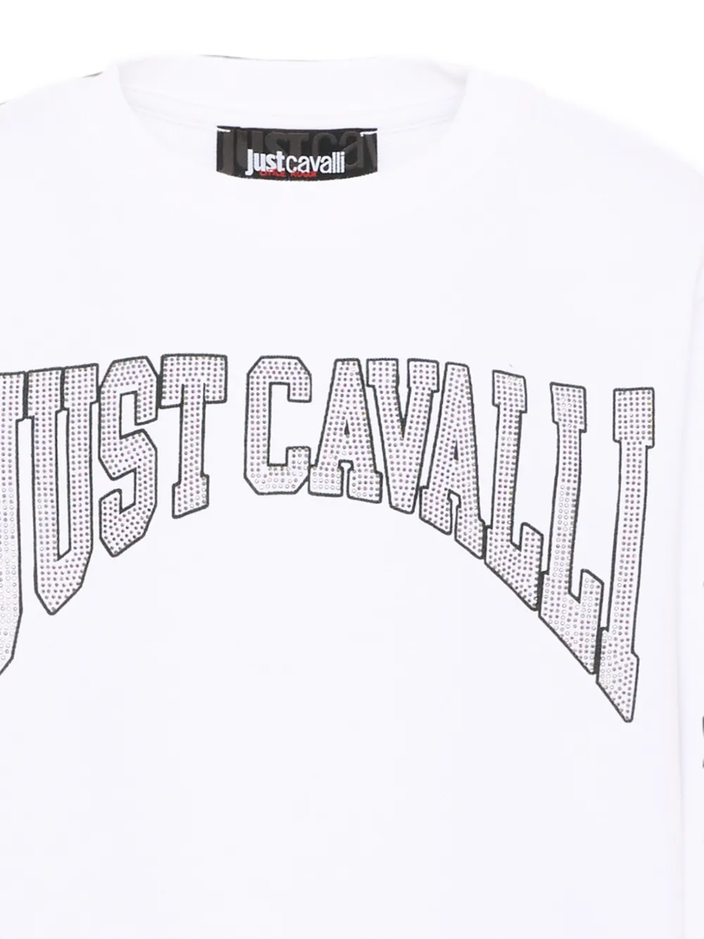 Just Cavalli Kids Sweater met stras logo Wit