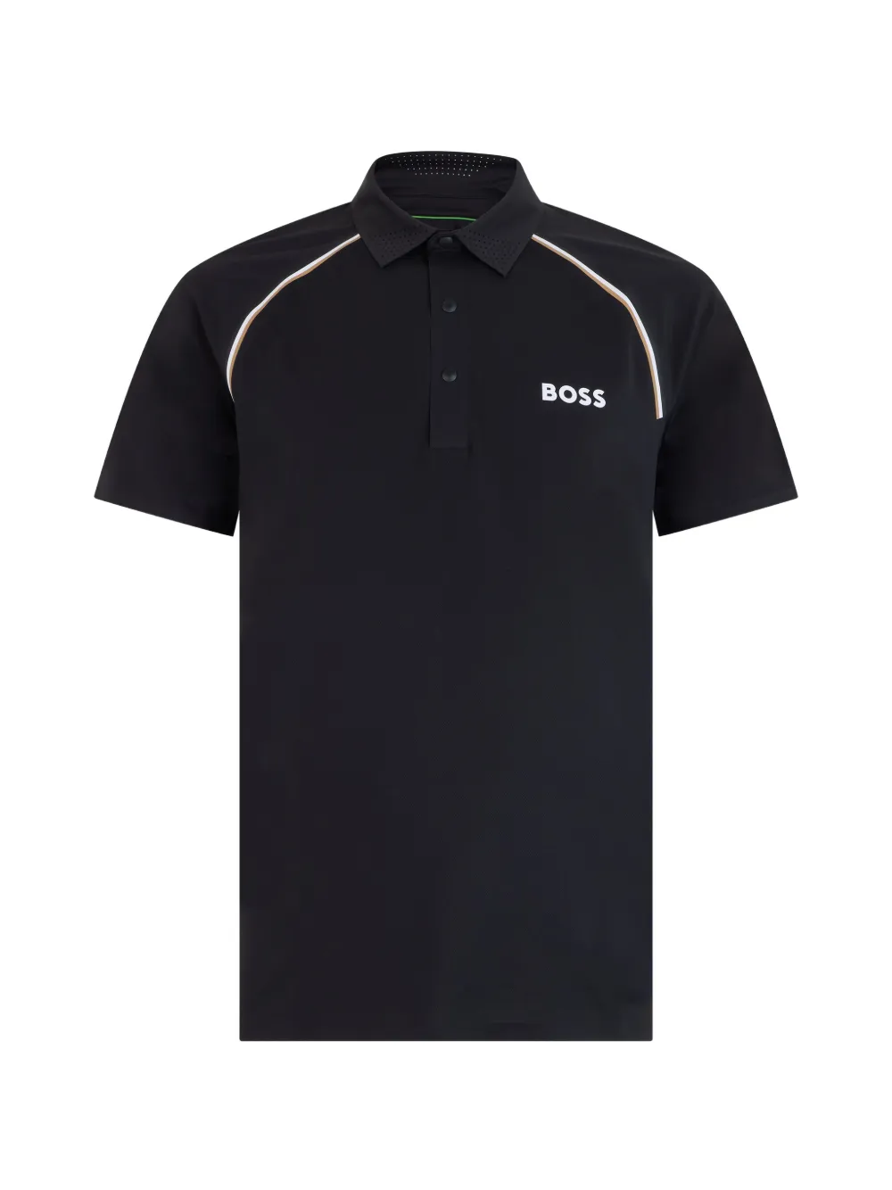 BOSS piped-trim logo-print polo shirt - Nero