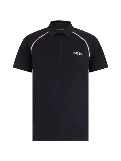 BOSS piped-trim logo-print polo shirt