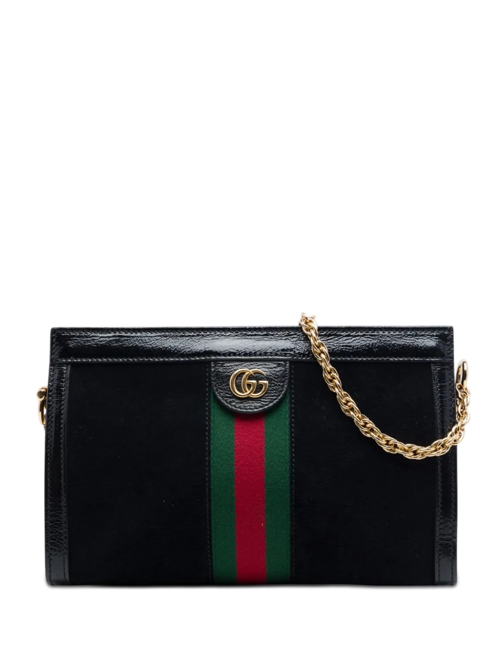 Gucci Pre-Owned 2016-2026 Small Suede Web Ophidia Chain crossbody bag - Black