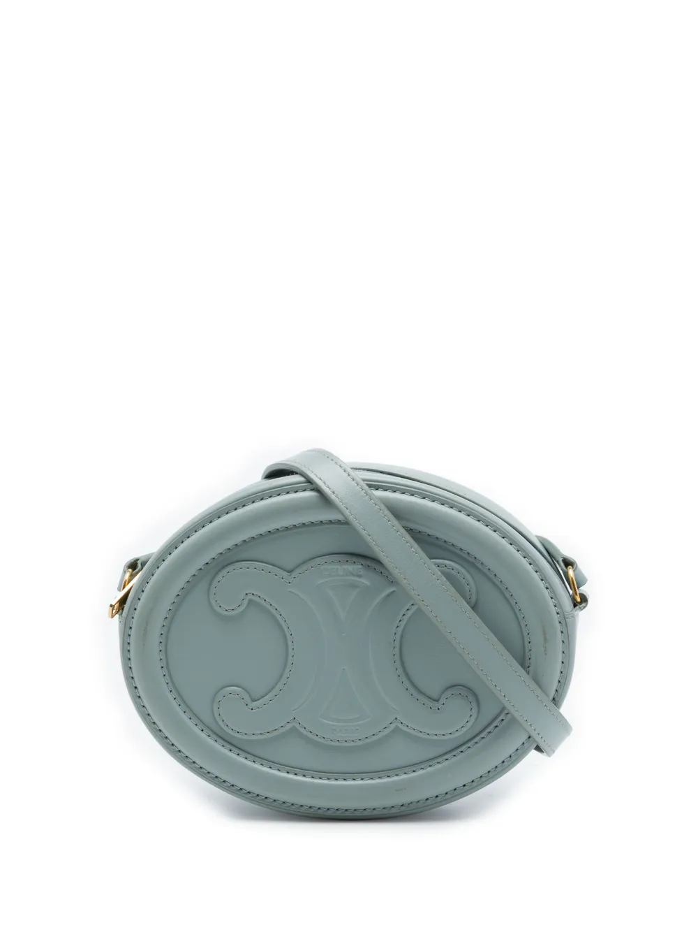 Celine Pre-Owned 2022 Small Calfskin Cuir Triomphe Oval crossbody bag - Blue