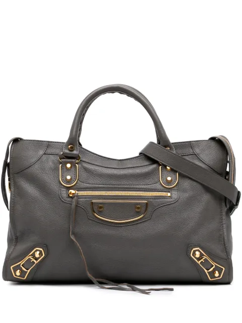 Balenciaga Pre-Owned 2018 Goatskin Motocross Classic Metallic Edge City satchel