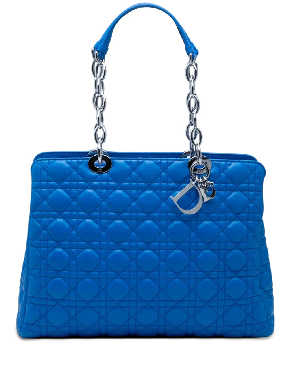 Christian Dior Pre-Owned 2013 große Cannage Soft Lady Dior Tote Bag aus Lammleder mit Reißverschluss - Blau