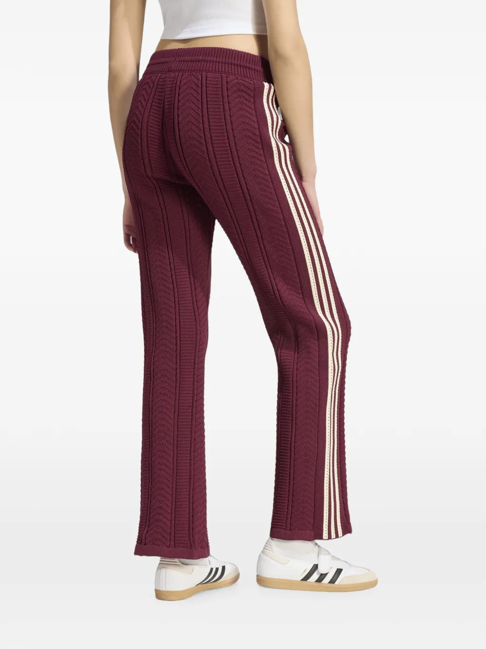 adidas chevron-knit side-stripe track pants Rood