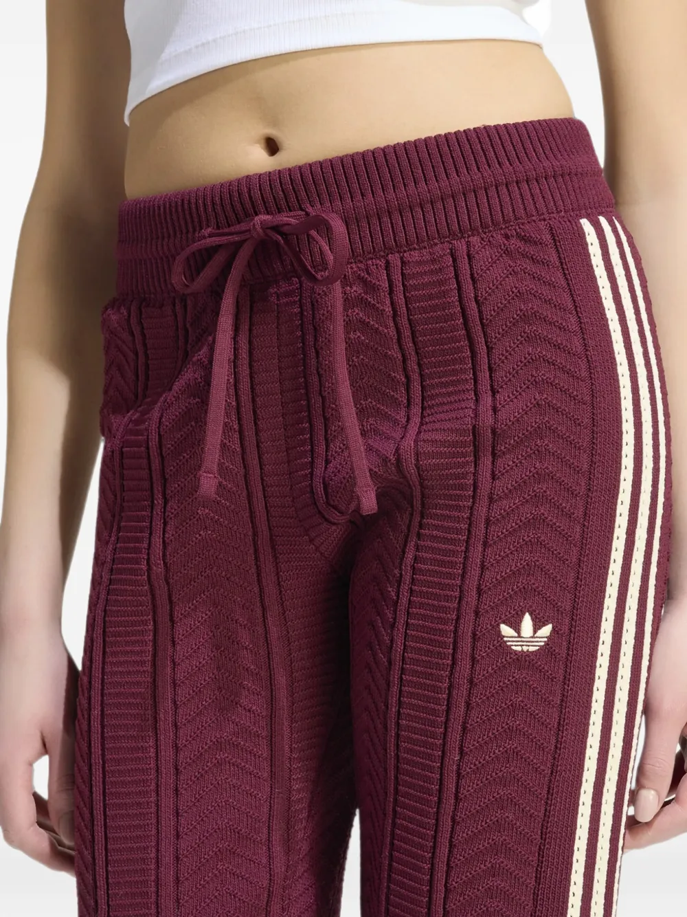 adidas chevron-knit side-stripe track pants Rood