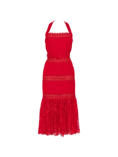 Self-Portrait lace-panelled belted midi dress