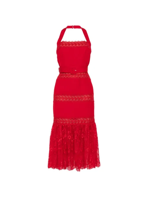 Self-Portrait linen blend lace midi dress