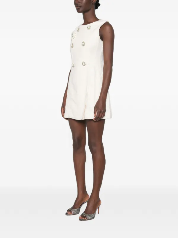 cream denim mini dress Self-Portrait Double Breasted | Neutrals Button down boho style dress Chic size_xxxxl/20 and embellished buttons for Variant:2XL