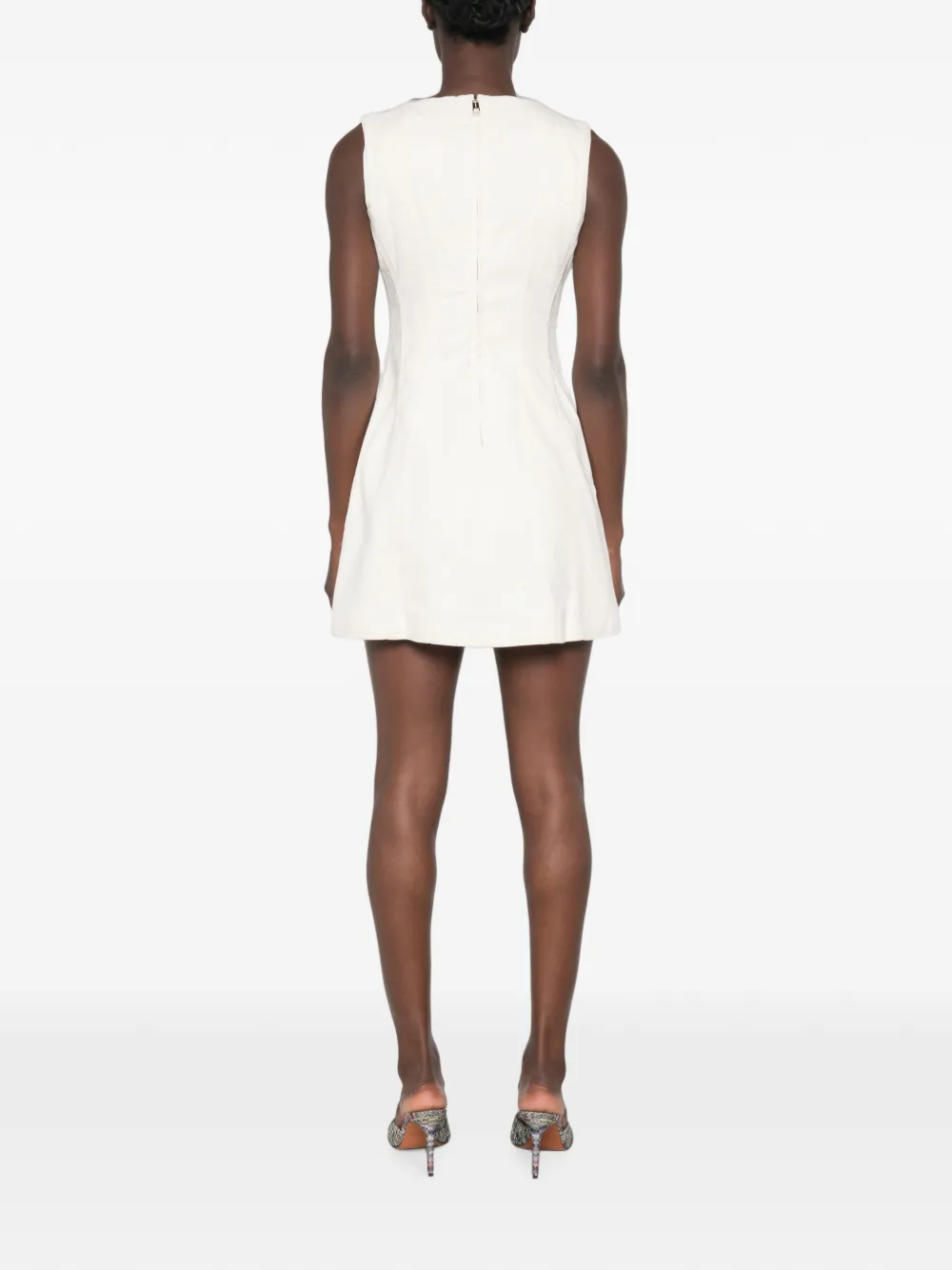 Self-Portrait Denim mini-jurk met dubbele rij knopen Beige