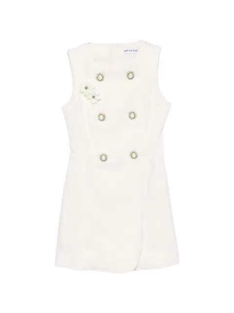 Self-Portrait cream denim double breasted mini dress