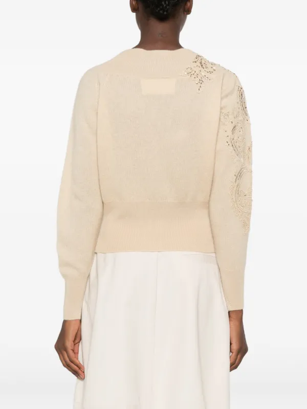 Ermanno Scervino sequin-embellished lace-insert Cashmere Sweater