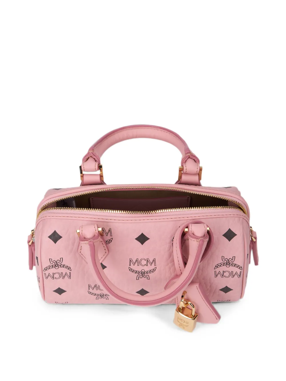MCM Ella Boston mini-shopper met monogram Roze